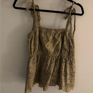 American Eagle Outfitters Beige Eyelet Camisole